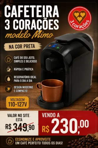 Cafeteira 3 corações