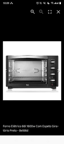 Forno Elétrico 66l 1600w Com Espeto Giratório Preto - Bel66d 220v