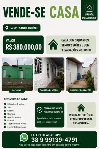 Vende-se casa - Bairro Santo Antônio