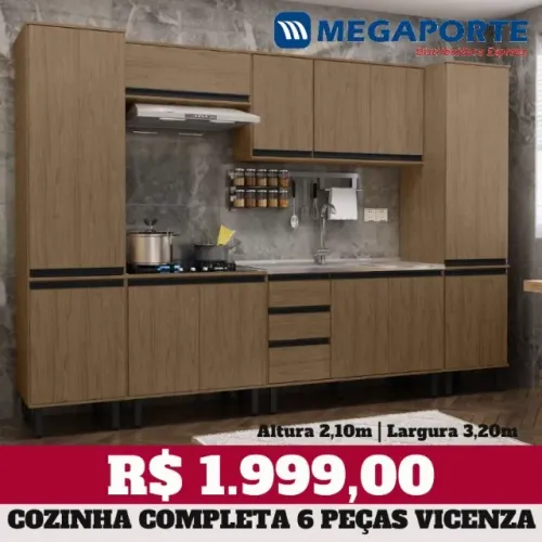 Armário de Cozinha 6 Módulos Torre com 2 Nichos (Novo) Entrega Grátis!