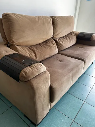 Sofá  suede retrátil e reclinável entrego 