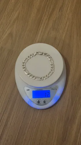 ?Pulseira De Prata 925 Elo Figaro 3x1 - 12g / 21cm Legítimo