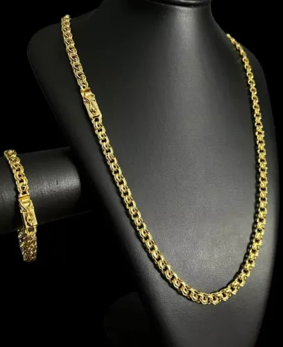 Cordão e pulseira banhado a ouro 18k