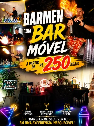 Barman com bar móvel a partir de 250 reais 