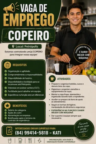 VAGA DE EMPREGO - COPEIRO
