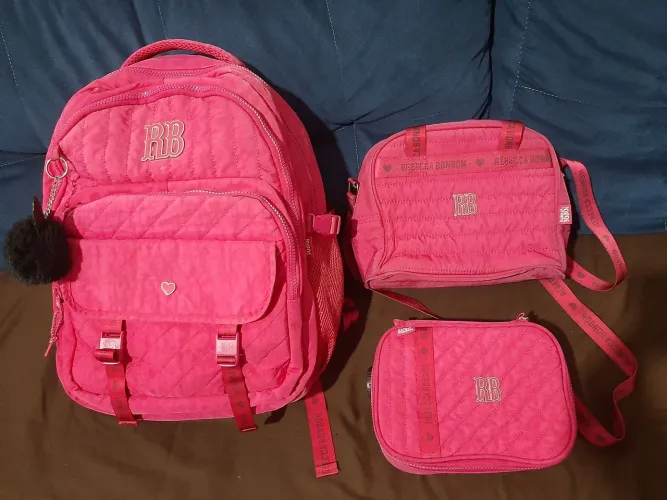 Kit mochila estojo e bolsa térmica rebecca bonbon