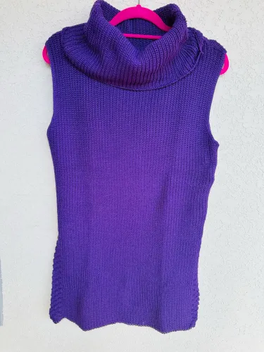 Colete alongado feminino tricô roxo