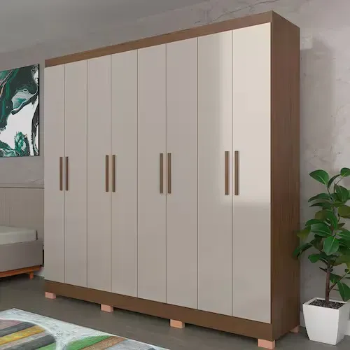 Guarda-Roupa Bartira Porto com 8 Portas e 4 Gavetas - 219,2 de largura - AvelãCapuccino