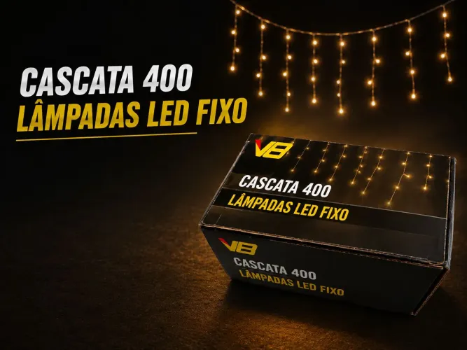 Cascata LED 400 Lâmpadas - Luz Fixa (Luz Quente)