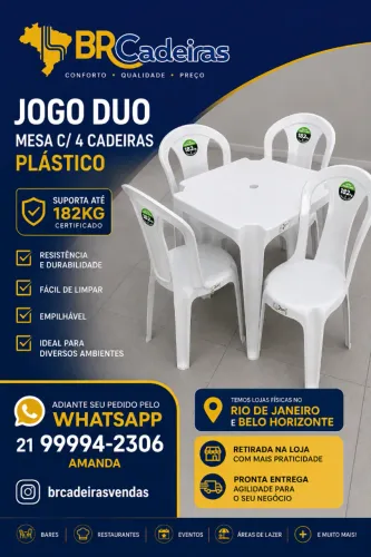JOGO DE MESAS COM CADEIRAS PLÁSTICA