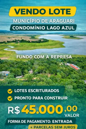 Lote escritutado perto araguari 