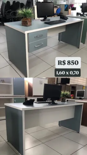? Mesa de Escritório Clean Azul Bebê