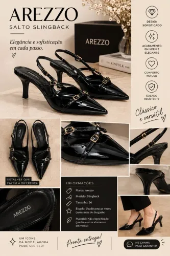 Slingback Arezzo Preto