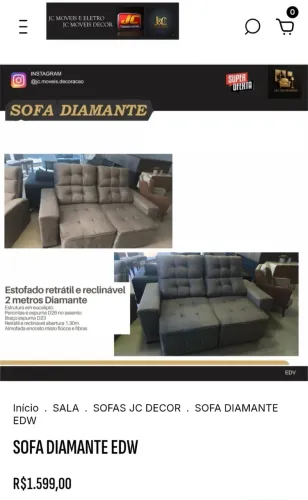 SOFÁ RETRATIL E RECLINÁVEL DIAMANTE