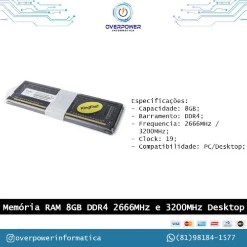 Memória ram 8gb DDR4 2666Mhz e 3200Mhz para Desktop - PROMOÇÃO