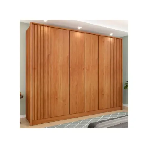 Guarda Roupa Barcelona Ripado 6 Portas no Marrom