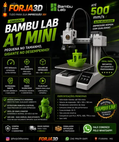 Impressora 3D - Bambu Lab A1 mini (Sem Combo, apenas impressora)