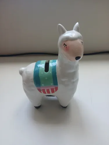 Cofre de Cerâmica Pequeno Lhama Branco