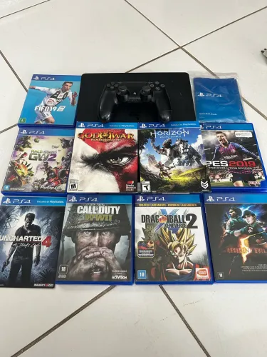 PS4 Slim 500GB Estado de Novo + 9 Jogos | Completo