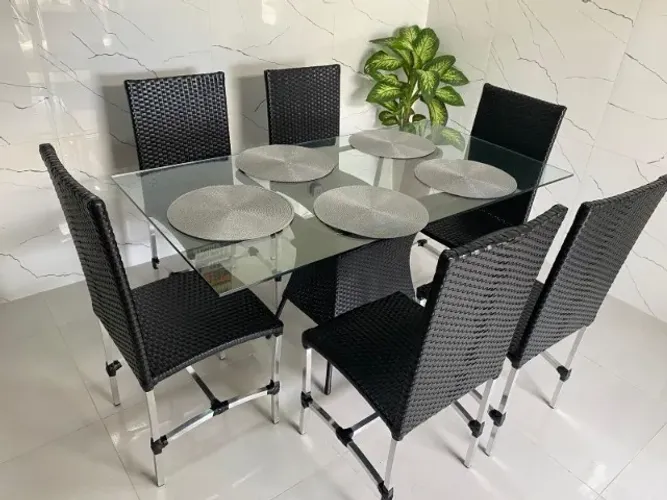 MESA DUBAI 6 CADEIRA EM ALUMINIO E FIBRA SINTETICA