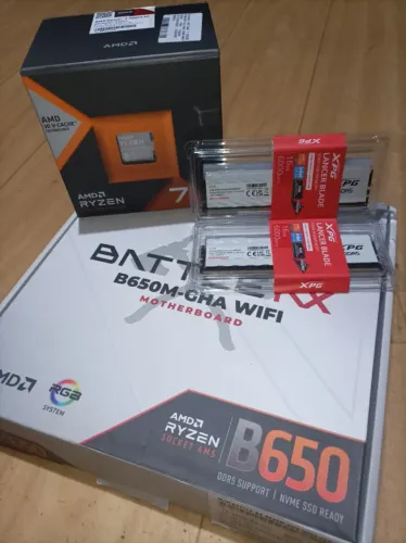 (12x cartão) Kit B650 White Am5 + Ryzen 7 7800x3d + 32gb Ddr5 6000mhz