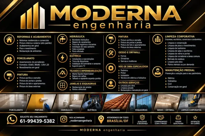 Moderna engenharia soluções em reformas e pinturas e instalações