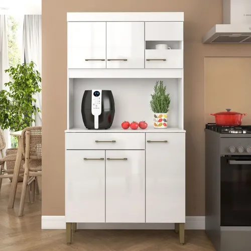 Kit Cozinha 6 Portas 1 Gaveta Branco