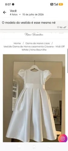 Anúncio vestido dama de honra 3/4 anos