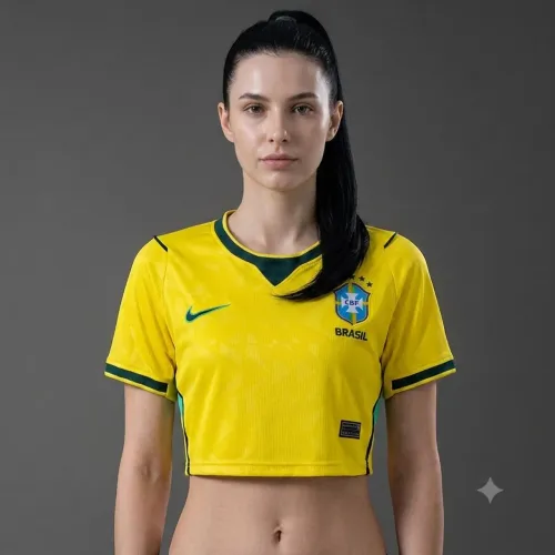 Camisa Brasil Feminina Cropped Brasil 26/27 - Torcedor