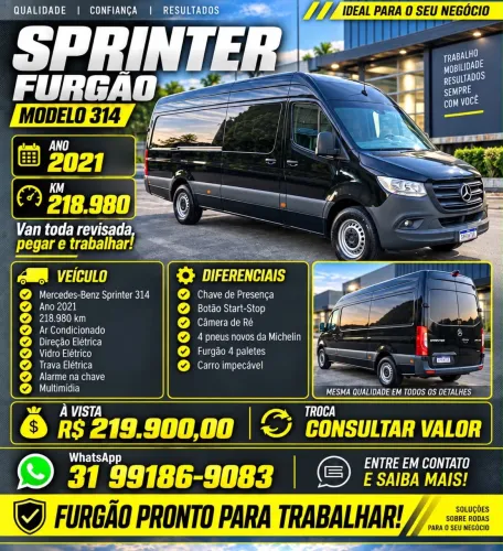 Mercedes-Benz Sprinter 314 Furgão Longo T.b. 2.2 Dies 2021
