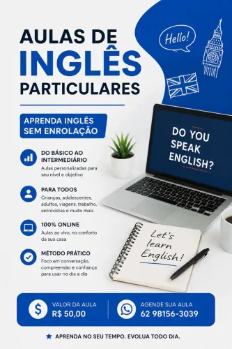 aulas particulares de inglês