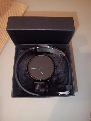 Relógio Ultra Fino Masculino Casual Luxo + Pulseira Metal Preto Preto Preto Preto E Azul