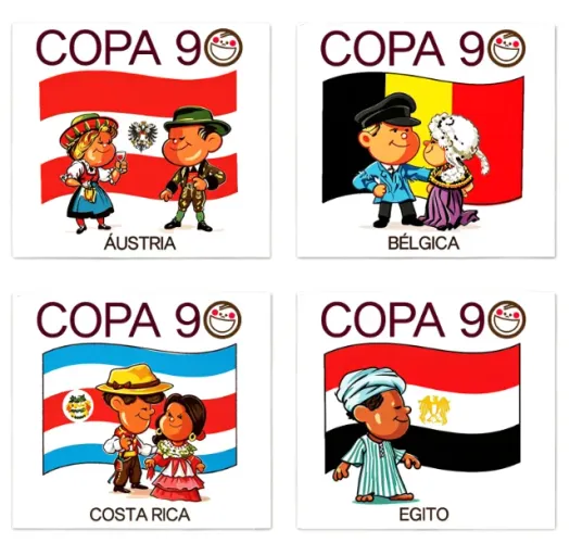 Kit com 24 Figurinhas Adesivas Copa 90 - Versão Novas (não Oficiais)