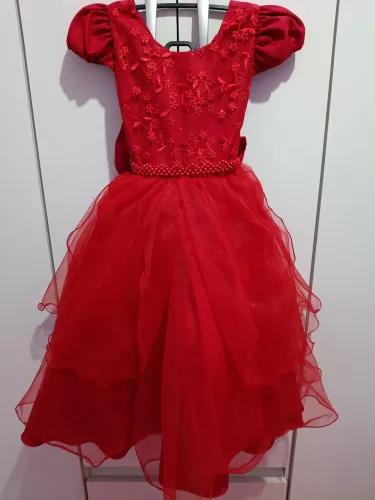 ?Vestido de Festa Infantil Vermelho Luxo - Novo