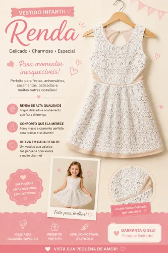 vestido infantil de renda