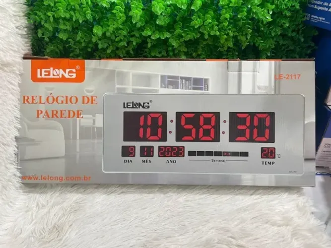 Relógio De Parede Digital Data Temperatura Led Le-2117