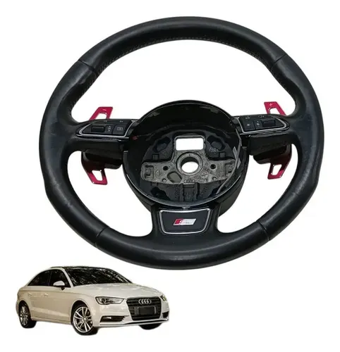 Volante Direção Com Borboleta Audi A3 2014 2015 2015 Sline Preto