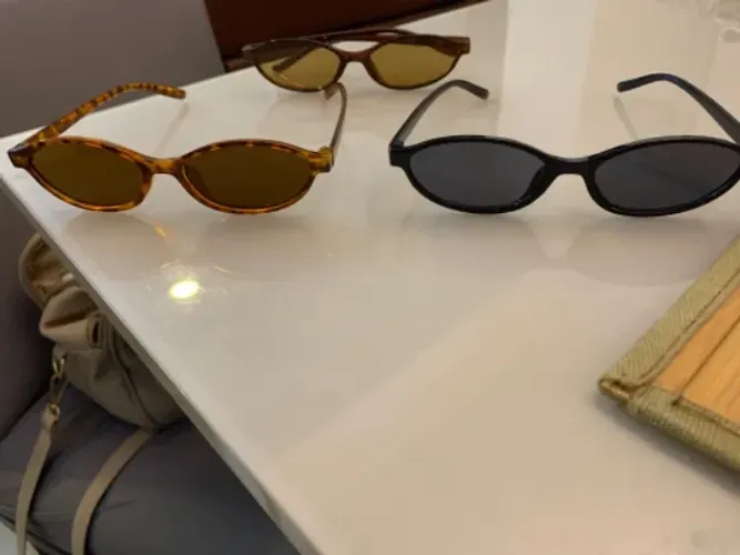 ?Óculos De Sol Ovais UV400 Vintage Para Mulheres-Armação Pequena