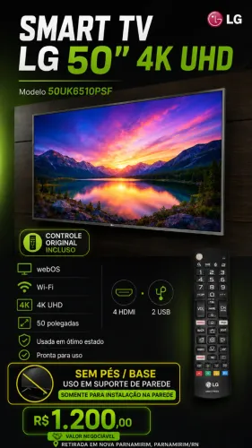 Smart TV LG 50? 4K UHD 50UK6510PSF + Controle