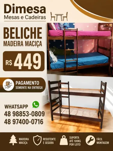 Beliches maciça a pronta entrega. Loja de fábrica. Entrega rápida, garantia e qualidade.