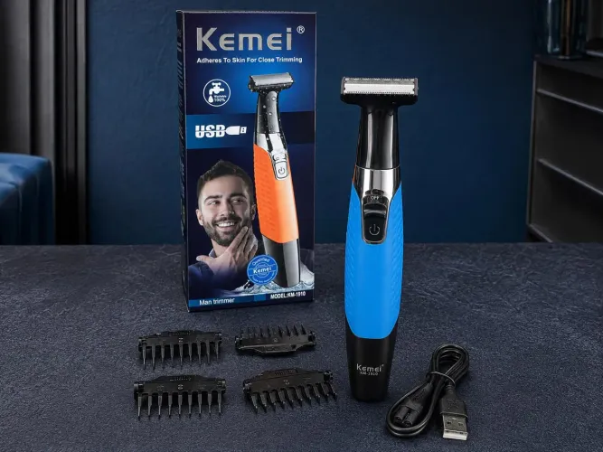 Aparador de Barba e Pelos Kemei KM-1910 Recarregável