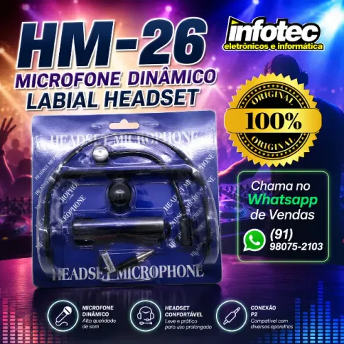 HM-26 MICROFONE DINÂMICO LABIAL HEADSET HM26