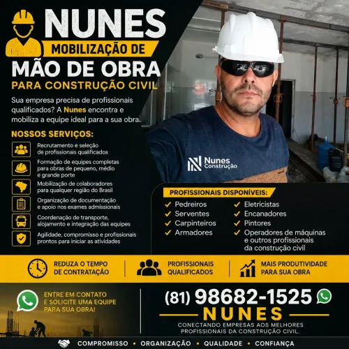 Mobilização de mão de obra construção