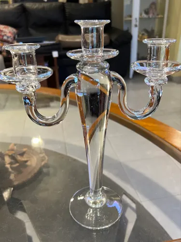Candelabro de cristal com suportes de 3 velas