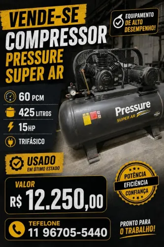 Compressor Pressure Super Ar 60 PCM 425 Litros