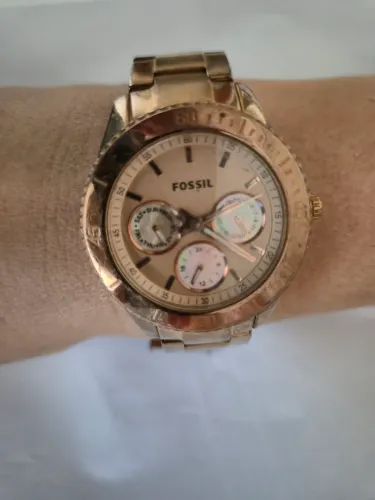 Relógio marca fóssil original dourado rosê novo