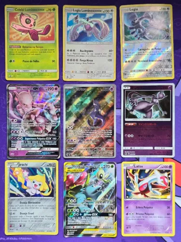 Lote cartas Mewtwo, Lugia, Celebi - Pokemon TCG - Valores na descrição