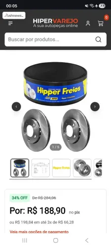 Par Disco De Freio Dianteiro Ventilado Fox Polo Hipper Freios HF01B - NOVO <br>