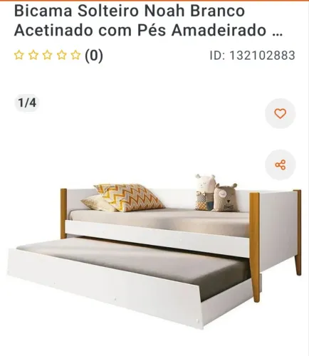 Cama solteiro com pés em madeira 