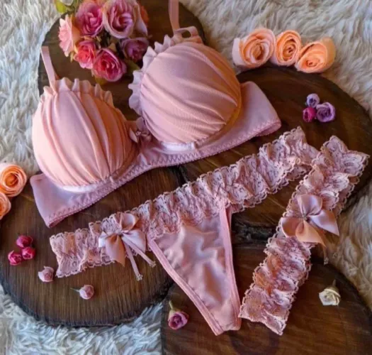 Conjunto Perneira lingerie de luxo calcinha fio dental